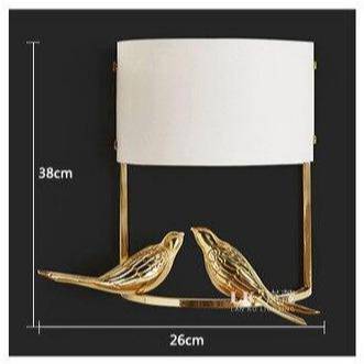 wall lamp LED design wall lamp with two golden birds and lampshade white