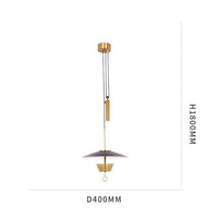 Suspension design LED dorée avec abat-jour chapeau noir