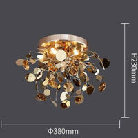 Plafonnier design LED avec feuilles dorées Creative
