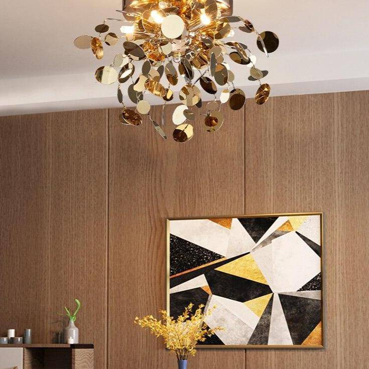 Plafonnier design LED avec feuilles dorées Creative