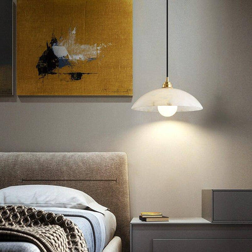 Suspension moderne en marbre blanc LED - vue 3 sur 8