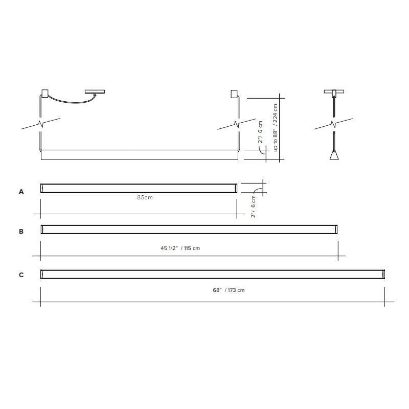 Suspension moderne LED allongée noire Loft