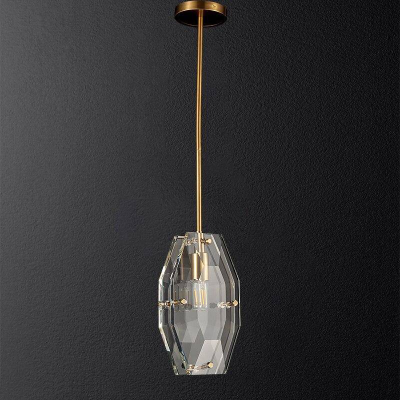 Suspension design LED dorée et plaque verre Luxury