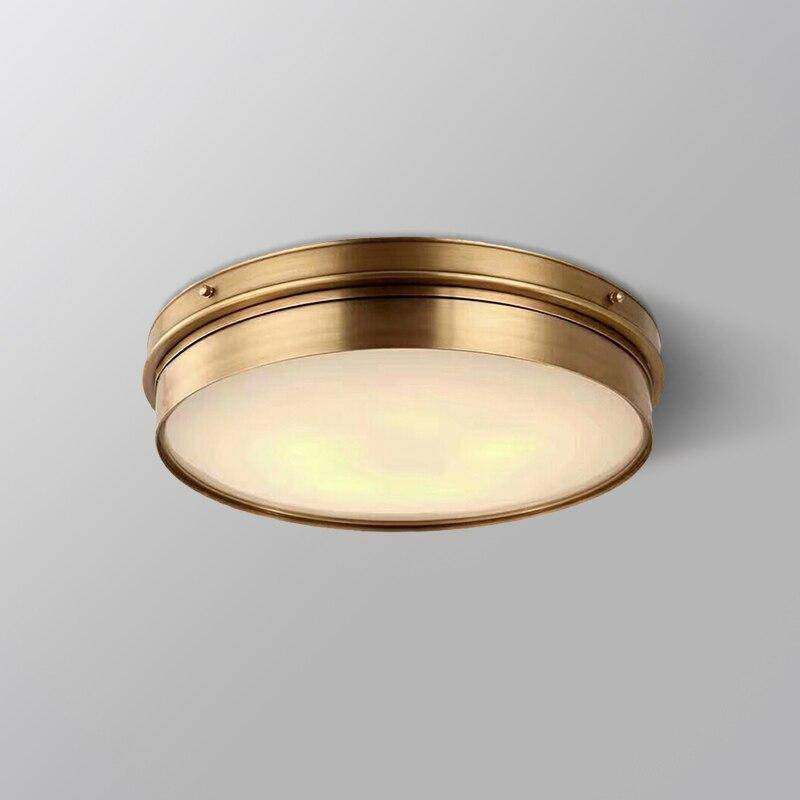 Plafonnier design LED rond en métal doré industriel - vue 5 sur 7