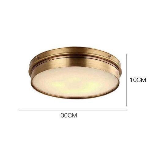 Plafonnier design LED rond en métal doré industriel