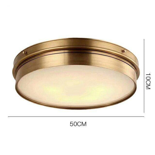 Plafonnier design LED rond en métal doré industriel
