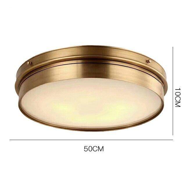Plafonnier design LED rond en métal doré industriel - vue 6 sur 7