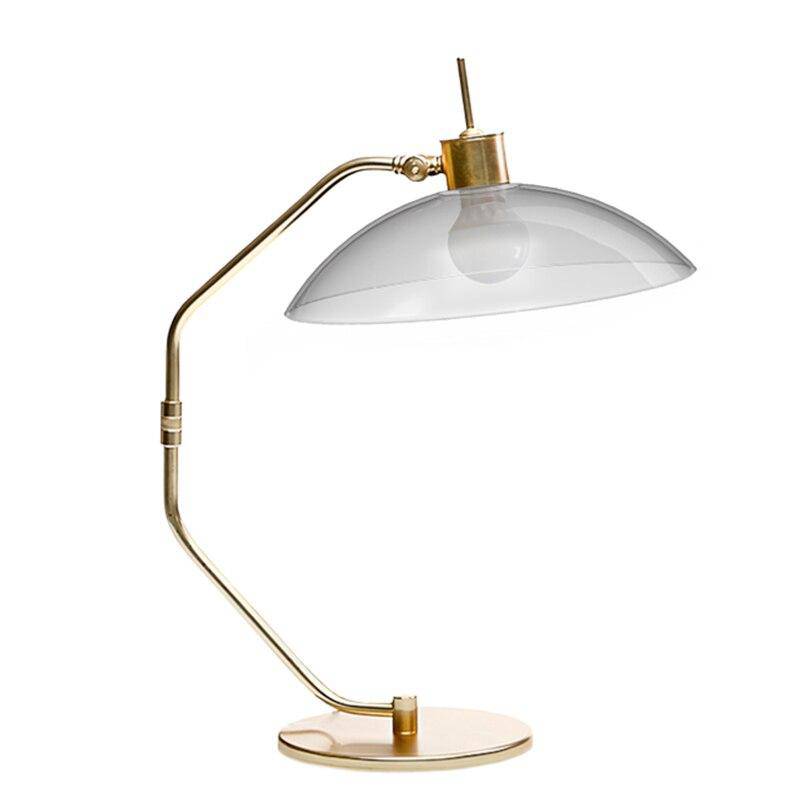 Lampe de bureau LED cuivré avec abat-jour gris - vue 3 sur 4