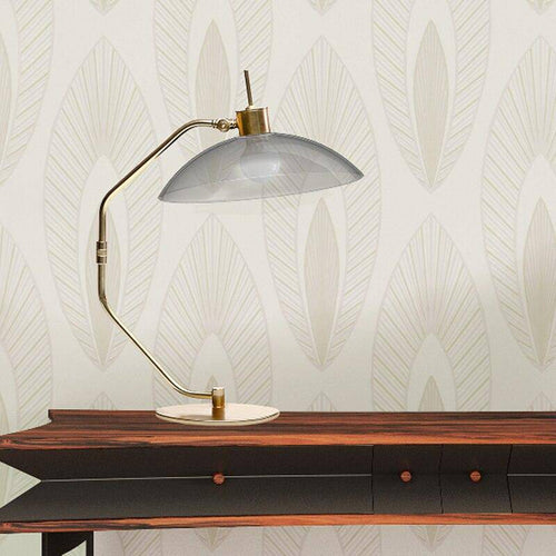 Lampe de bureau LED cuivré avec abat-jour gris - vue 2 sur 4