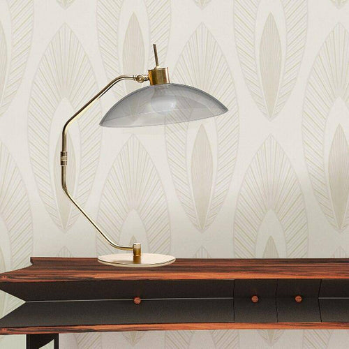 Copper LED desk lamp with lampshade grey