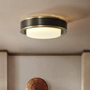 Plafonnier design LED rond aux bords rétro dorés