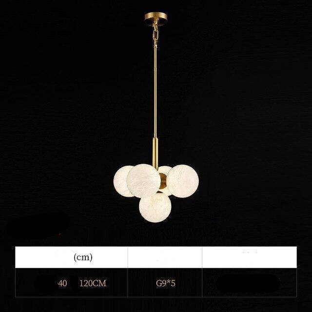Suspension design LED dorée avec boules en marbre