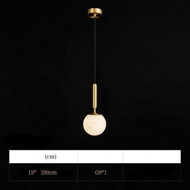 Suspension design LED dorée avec boules en marbre