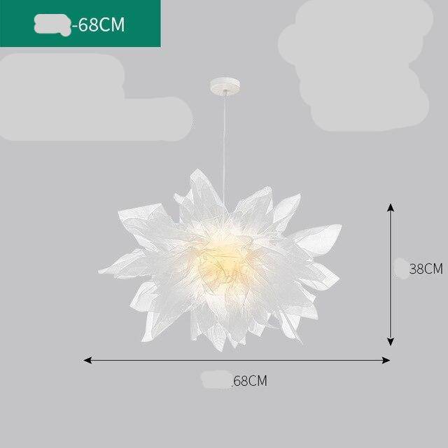Suspension design LED avec fleur en tissu