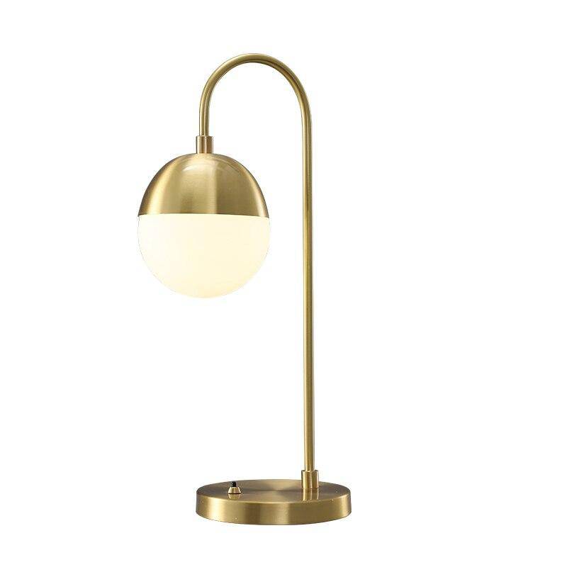 LED design table lamp with gold arm and glass ball Soft