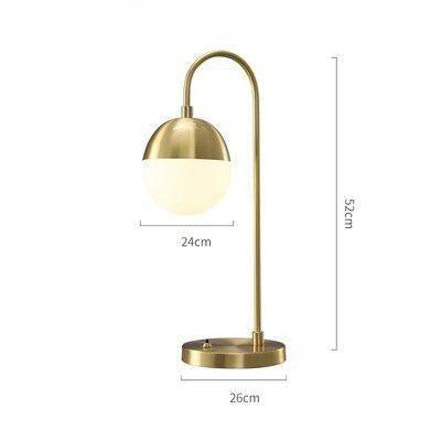 LED design table lamp with gold arm and glass ball Soft