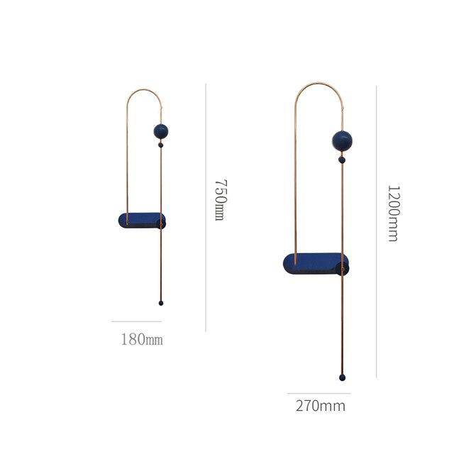 wall lamp blue LED wall design with gold metal curve