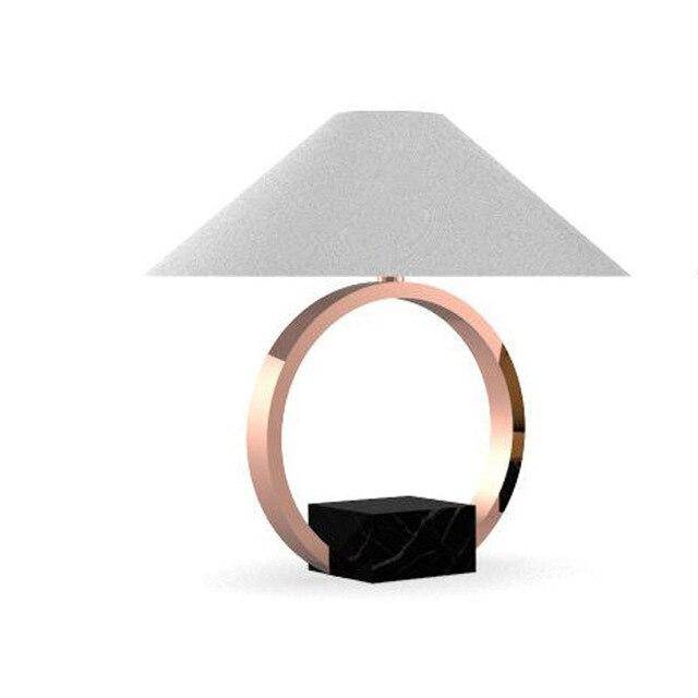 Lampe à poser design LED avec cercle en métal et abat-jour en verre Luxury