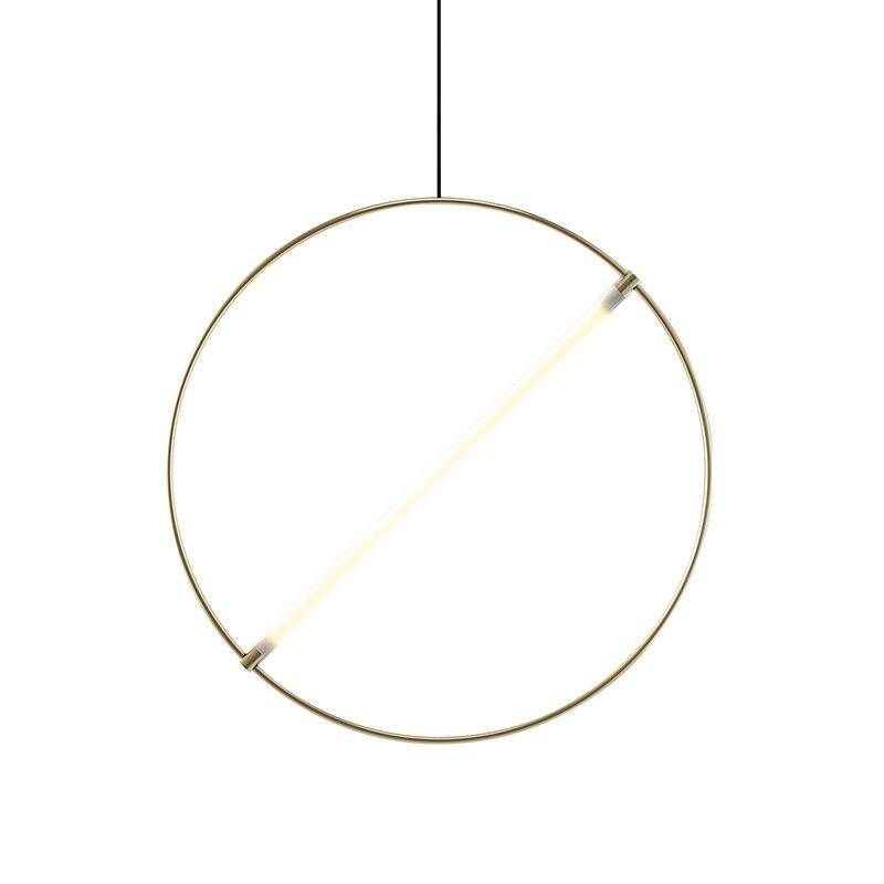 Suspension design LED avec cercle doré et tube lumineux Creative