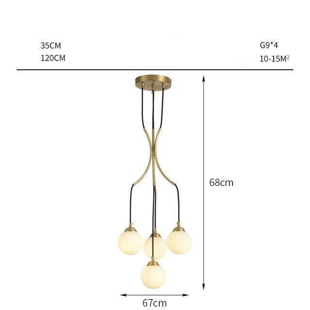 Suspension design LED avec plusieurs tiges dorées et boules lumineuses Spiral - vue 5 sur 5