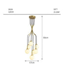 Suspension design LED avec plusieurs tiges dorées et boules lumineuses Spiral
