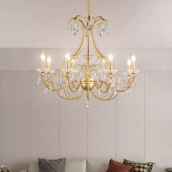 Lustre baroque LED doré avec ampoule en verre cristal rétro