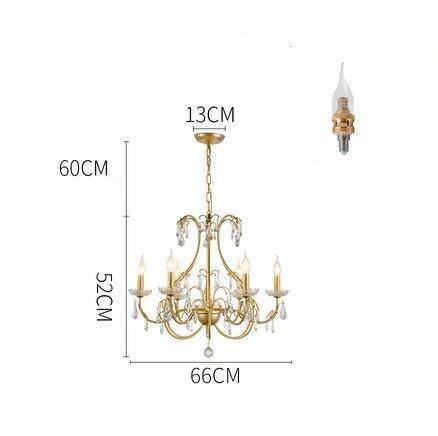 Lustre baroque LED doré avec ampoule en verre cristal rétro