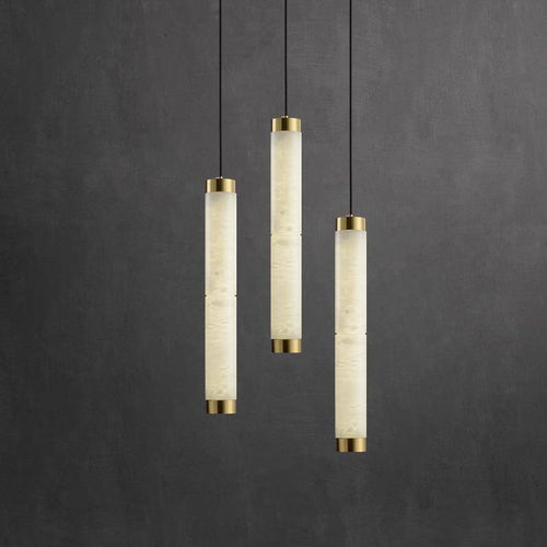Suspension design LED en marbre avec bords dorés - vue 5 sur 9