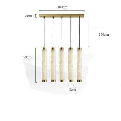 Suspension design LED en marbre avec bords dorés - vue 5 sur 9