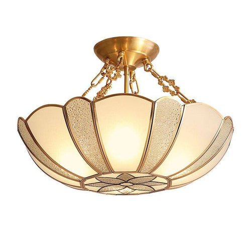 Suspension rétro à LED dorée avec abat-jour en verre - vue 4 sur 4