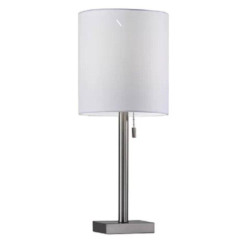 Lampe à poser design en métal LED avec abat-jour blanc