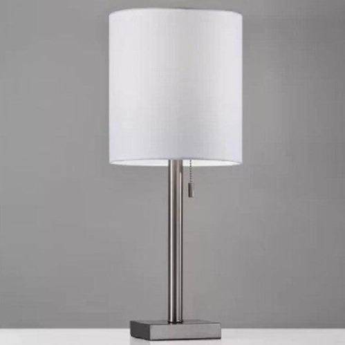 Lampe à poser design en métal LED avec abat-jour blanc
