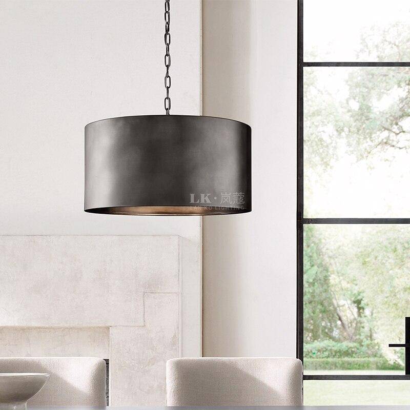 Suspension design LED avec abat-jour cylindre métal industriel - vue 3 sur 5