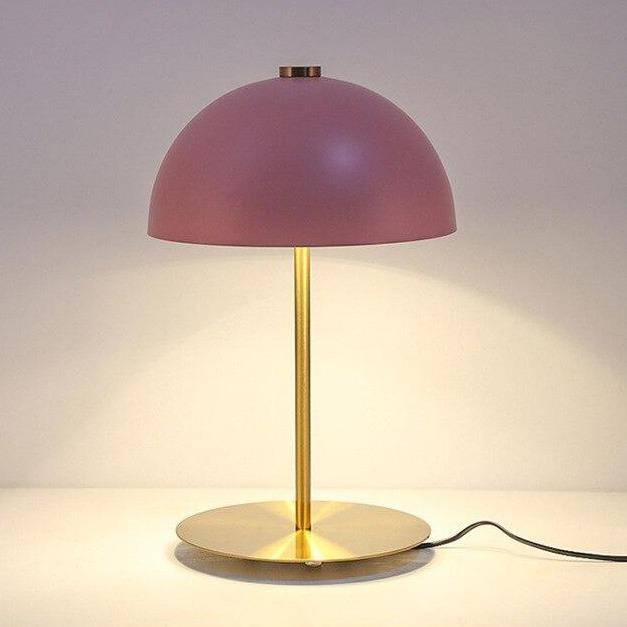 Lampe à poser design LED avec socle doré et abat-jour style Mushroom