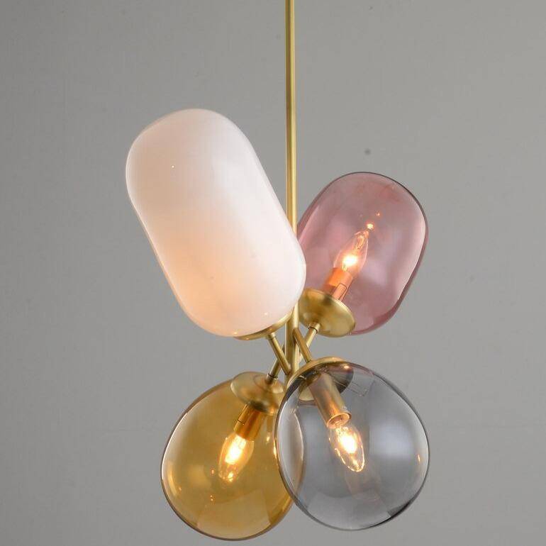pendant light LED glass design with three colored shades