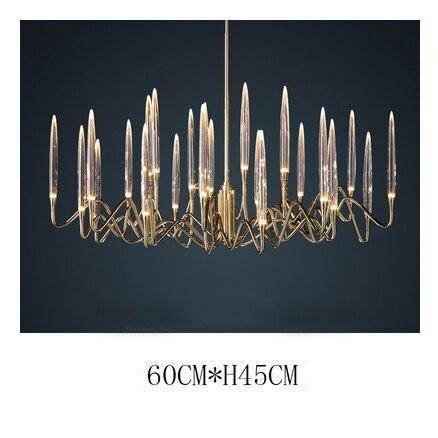 Lustre design LED avec tiges dorées et verre style Hotel - vue 7 sur 11