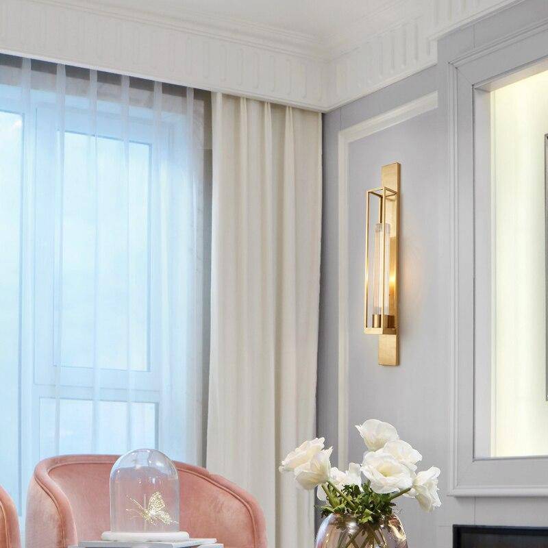 wall lamp LED design wall lamp with gold rectangle cage
