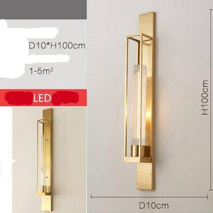 Aplique design LED con jaula rectangular dorada