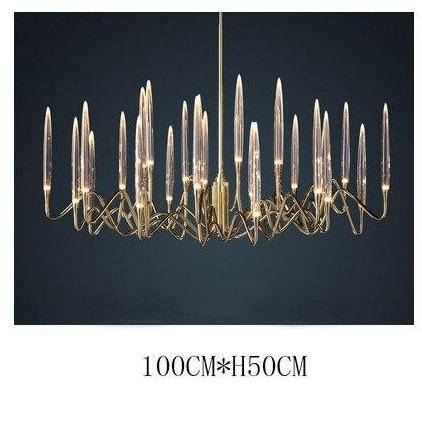 Lustre design LED avec tiges dorées et verre style Hotel - vue 10 sur 11