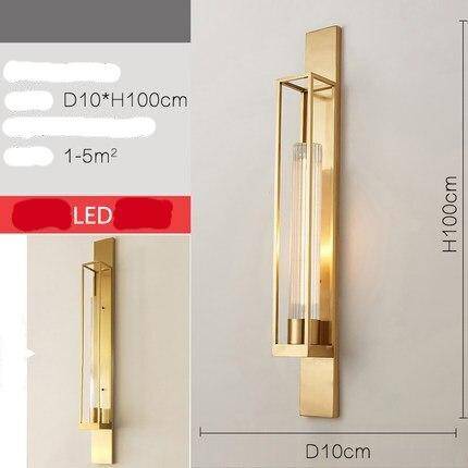 Aplique design LED con jaula rectangular dorada