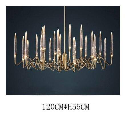 Lustre design LED avec tiges dorées et verre style Hotel - vue 10 sur 11
