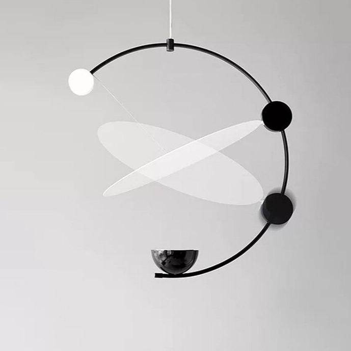 Suspension design LED avec arc de cercle noir et boule lumineuse Creative