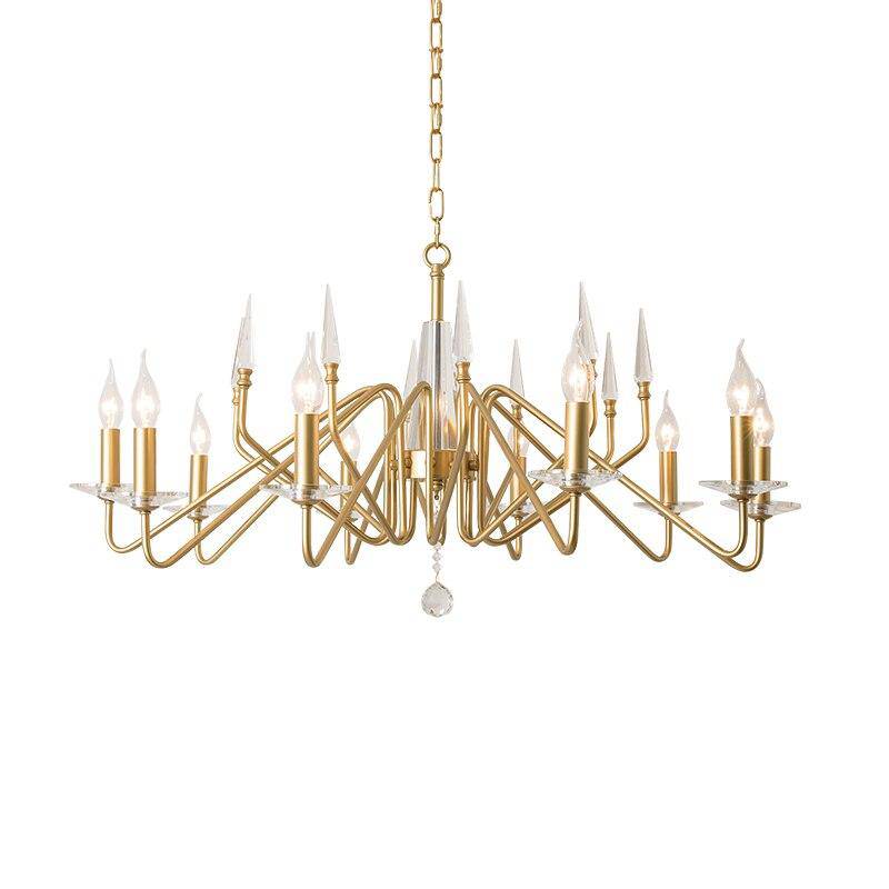 LED design chandelier with golden branches and Crystal candle lamps