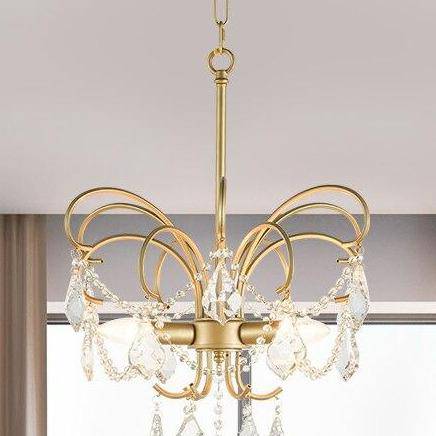 LED design chandelier with gold branches and crystal glass Luxury