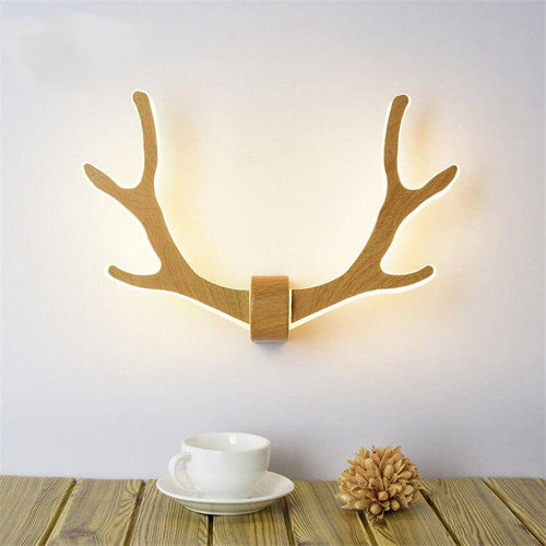 wall lamp wooden LED design in the shape of stag horns