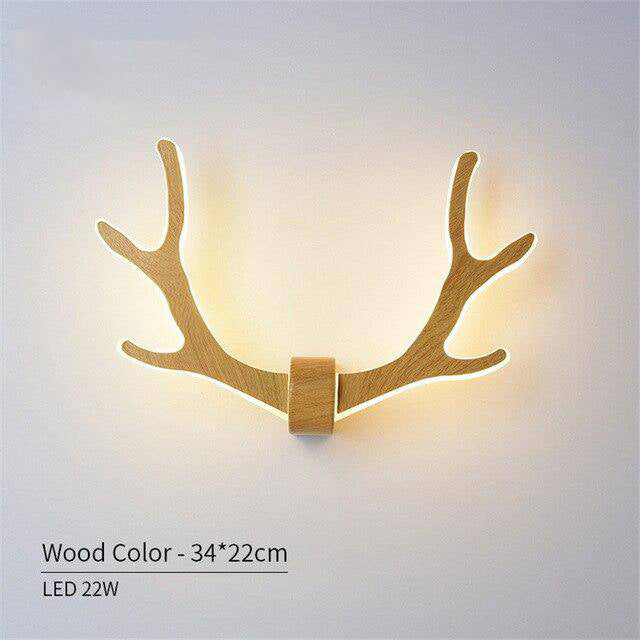 Applique design LED en bois à forme de cornes de cerf