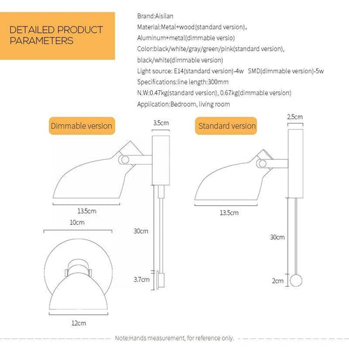 Applique design à LED coloré avec abat-jour orientable et interrupteur