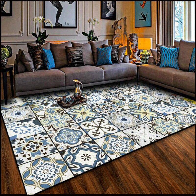 Tapis rectangle vintage aux motifs colorés Mats