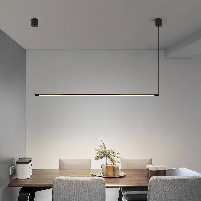 Suspension design à LED en tube métal noir style Loft Light