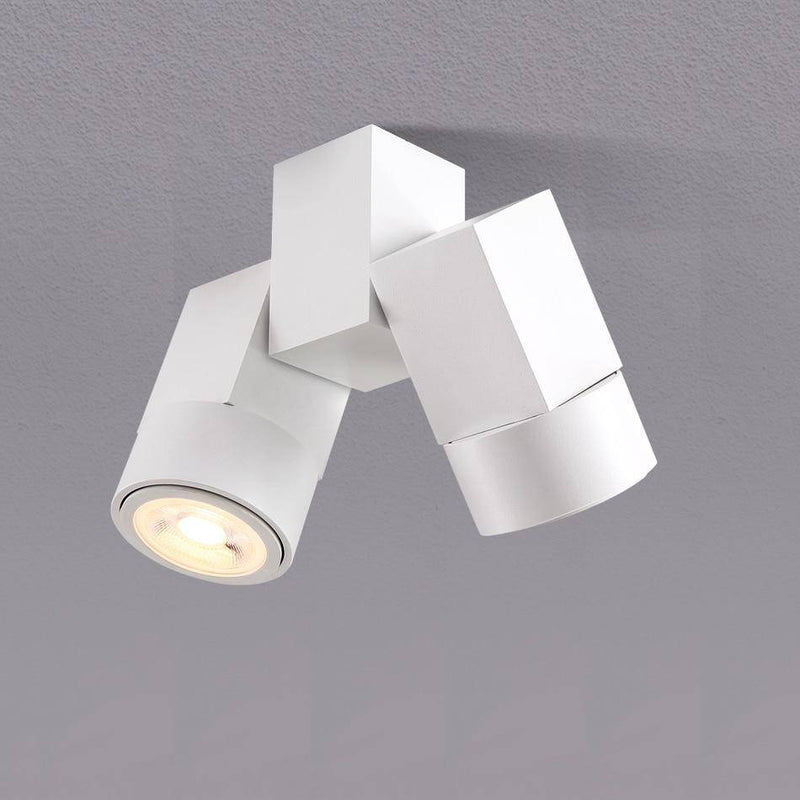 Moderno foco con doble LED en aluminio blanco